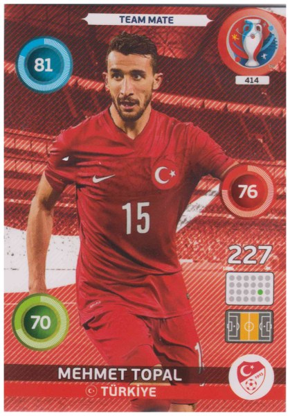 Adrenalyn XL UEFA Euro 2016, Team Mate, #414, Mehmet Topal