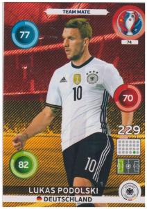 Adrenalyn XL UEFA Euro 2016, Team Mate, #074, Lukas Podolski
