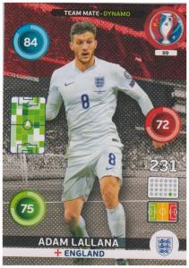 Adrenalyn XL UEFA Euro 2016, Team Mate - Dynamo, #089, Adam Lallana