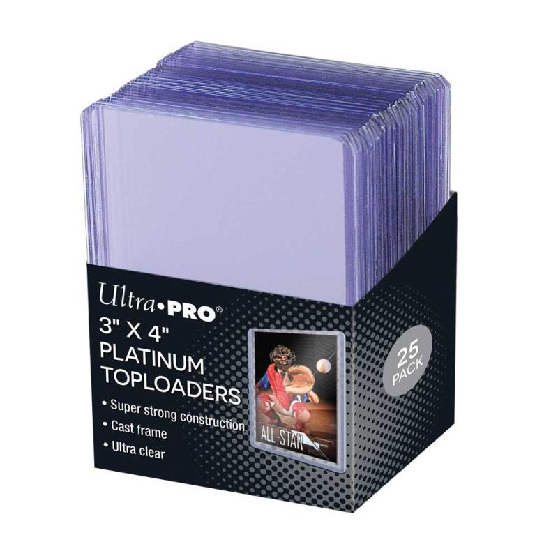 3" X 4" Ultra Clear PLATINUM Toploader 25ct [35pt] (Black tall display)