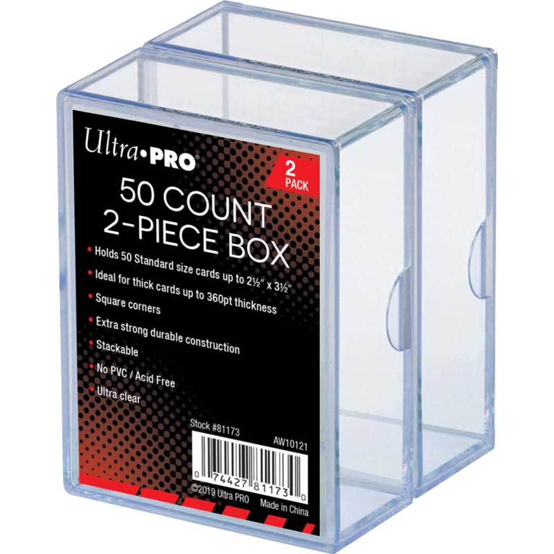 2-Piece 50 Count Clear Card Storage Box, 2 Pack