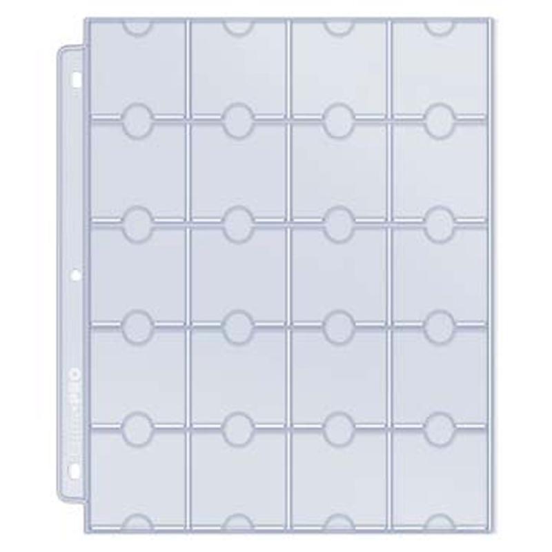 20-Pocket Platinum Page for Coins and Tokens - 10 Page Bag (Pre-punched only for 3 ring binder)