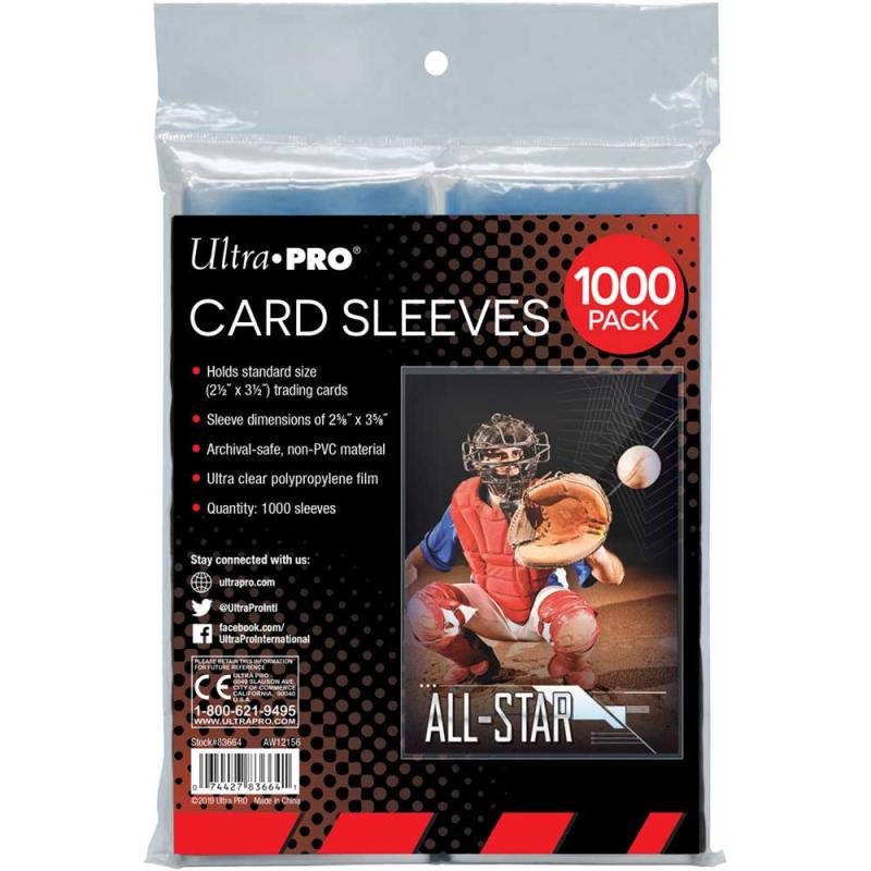 Card Sleeves for Standard Size Trading Cards - 2.5" x 3.5" (1000 count retail pack)