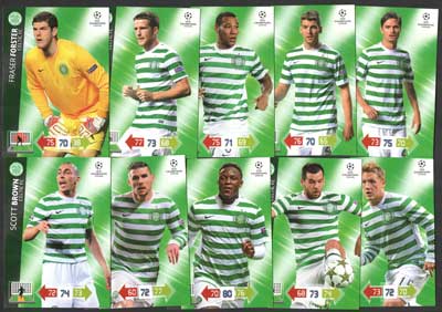 Teamset CELTIC FC, 2012-13 Adrenalyn Champions League Update, 10 olika grundkort