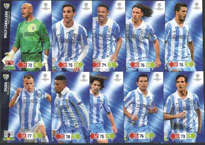 Teamset MÁLAGA CF / MALAGA CF, 2012-13 Adrenalyn Champions League Update, 10 olika grundkort