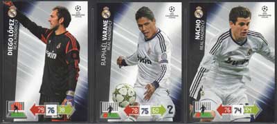 Teamset REAL MADRID CF, 2012-13 Adrenalyn Champions League Update, 3 olika grundkort