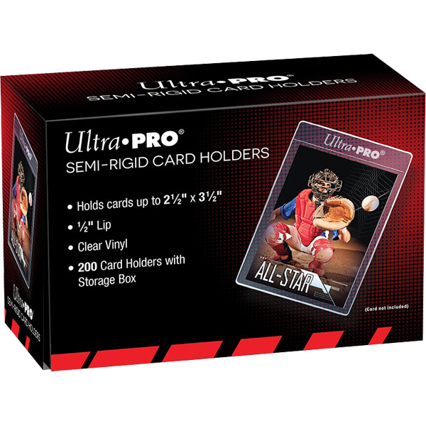 Ultra Pro, Semi-Rigid Card Holder - 1/2" Lip (200 Hållare) [Svart låda]