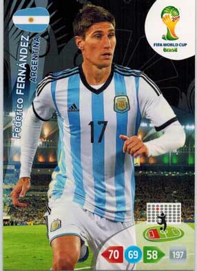 Grundkort, 2014 Adrenalyn World Cup #009. Federico Fernández (Argentina)