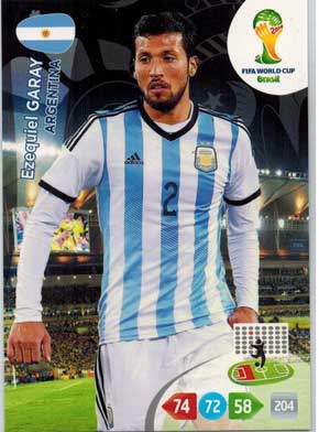 Grundkort, 2014 Adrenalyn World Cup #010. Ezequiel Garay (Argentina)