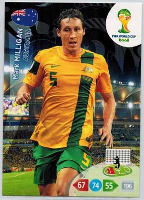 Grundkort, 2014 Adrenalyn World Cup #020. Mark Milligan (Australia)
