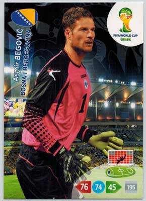 Grundkort, 2014 Adrenalyn World Cup #038. Asmir Begovic (Bosna i Hercegovina)