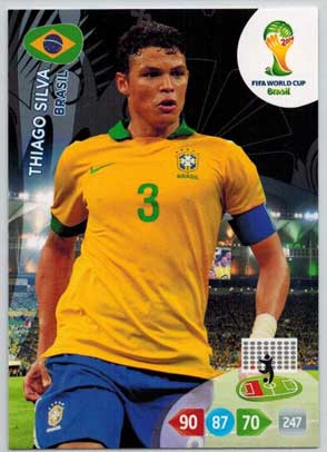 Grundkort, 2014 Adrenalyn World Cup #051. Thiago Silva (Brasil)