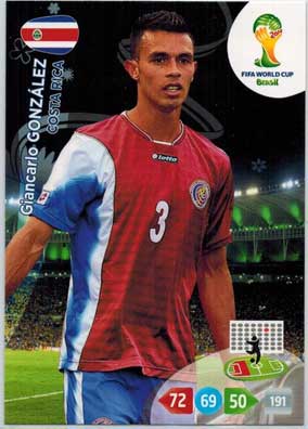 Grundkort, 2014 Adrenalyn World Cup #090. Giancarlo González (Costa Rica)