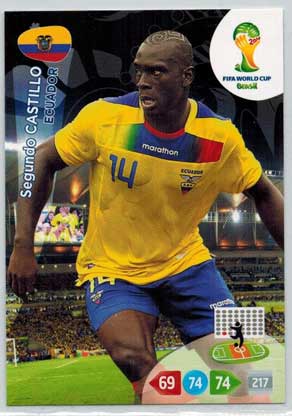 Grundkort, 2014 Adrenalyn World Cup #124. Segundo Castillo (Ecuador)