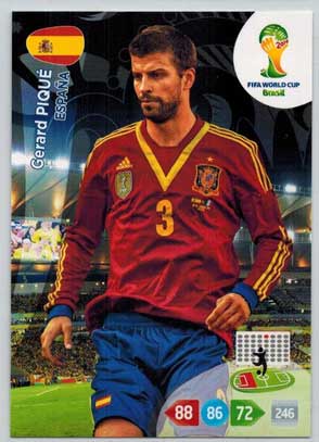 Grundkort, 2014 Adrenalyn World Cup #146. Gerard Piqué (España)
