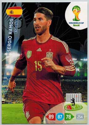 Grundkort, 2014 Adrenalyn World Cup #147. Sergio Ramos (España)