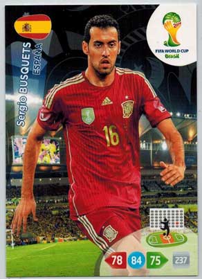 Grundkort, 2014 Adrenalyn World Cup #148. Sergio Busquets (España)