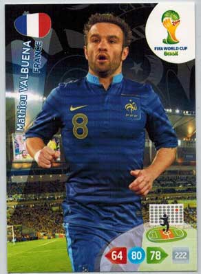 Grundkort, 2014 Adrenalyn World Cup #166. Mathieu Valbuena (France)