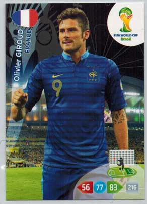 Grundkort, 2014 Adrenalyn World Cup #167. Olivier Giroud (France)