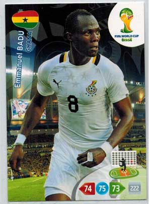 Grundkort, 2014 Adrenalyn World Cup #172. Emmanuel Badu (Ghana)