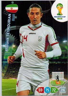 Grundkort, 2014 Adrenalyn World Cup #204. Andranik Teymourian (Iran)