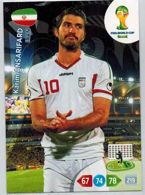 Grundkort, 2014 Adrenalyn World Cup #206. Karim Ansarifard (Iran)