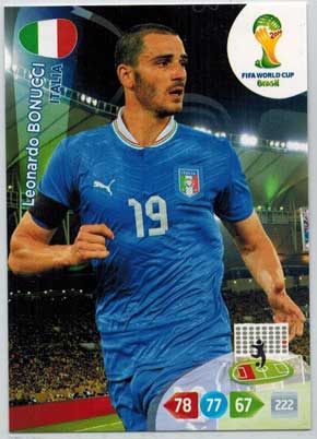Grundkort, 2014 Adrenalyn World Cup #211. Leonardo Bonucci (Italia)