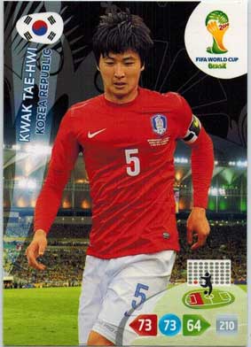 Grundkort, 2014 Adrenalyn World Cup #237. Kwak Tae-Hwi (Korea Republic)