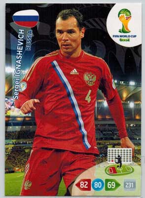 Grundkort, 2014 Adrenalyn World Cup #284. Sergei Ignashevich (Russia)