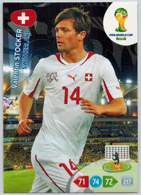 Grundkort, 2014 Adrenalyn World Cup #296. Valentin Stocker (Switzerland)