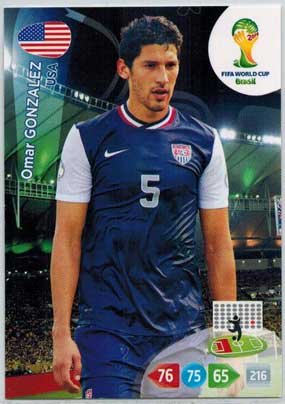 Grundkort, 2014 Adrenalyn World Cup #319. Omar Gonzalez (USA)