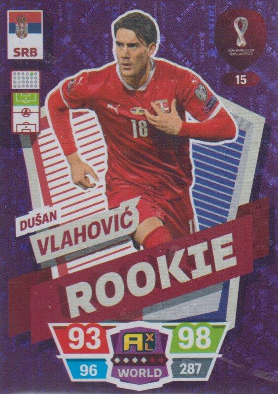 Adrenalyn World Cup 2022 - 015 - Dušan Vlahović (Serbia) - Rookie