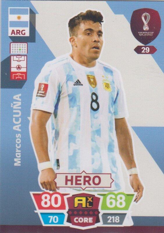Adrenalyn World Cup 2022 - 029 - Marcos Acuña (Argentina) - Heroes