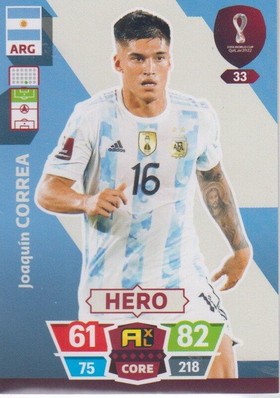 Adrenalyn World Cup 2022 - 033 - Joaquín Correa (Argentina) - Heroes