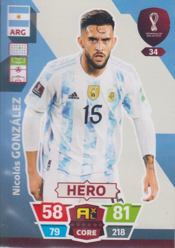 Adrenalyn World Cup 2022 - 034 - Nicolás González (Argentina) - Heroes