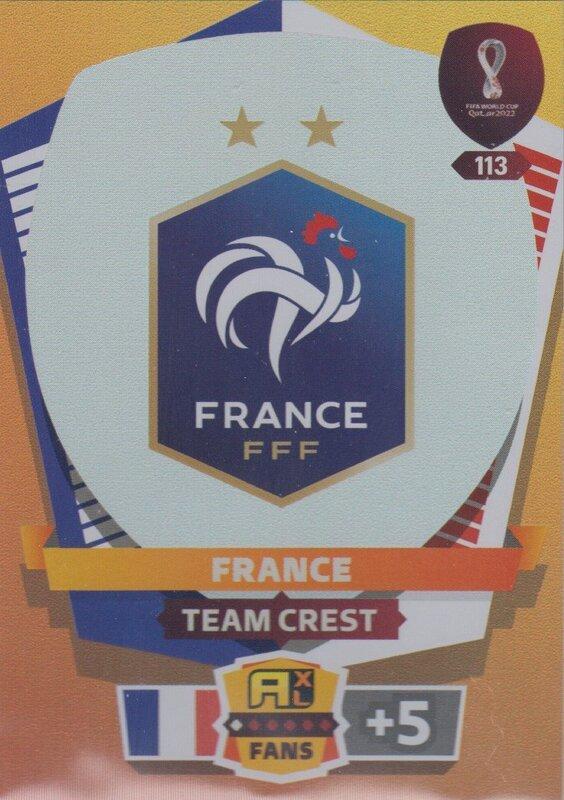 Adrenalyn World Cup 2022 - 113 - Team Crest (France) - Team Crests