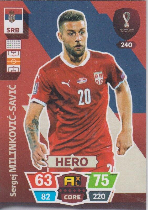 Adrenalyn World Cup 2022 - 240 - Sergej Milinković-Savić (Serbia) - Heroes