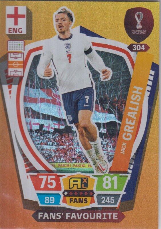 Adrenalyn World Cup 2022 - 304 - Jack Grealish (England) - Fans’ Favourites