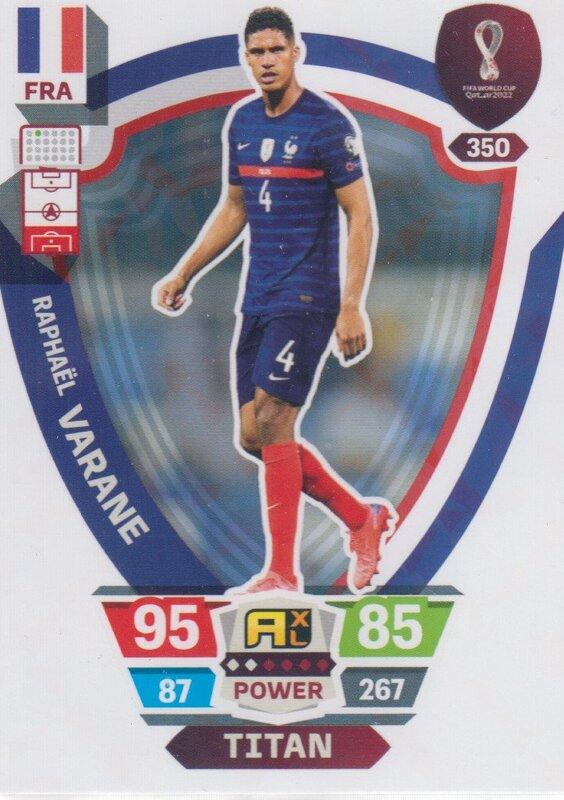 Adrenalyn World Cup 2022 - 350 - Raphaël Varane (France) - Titans