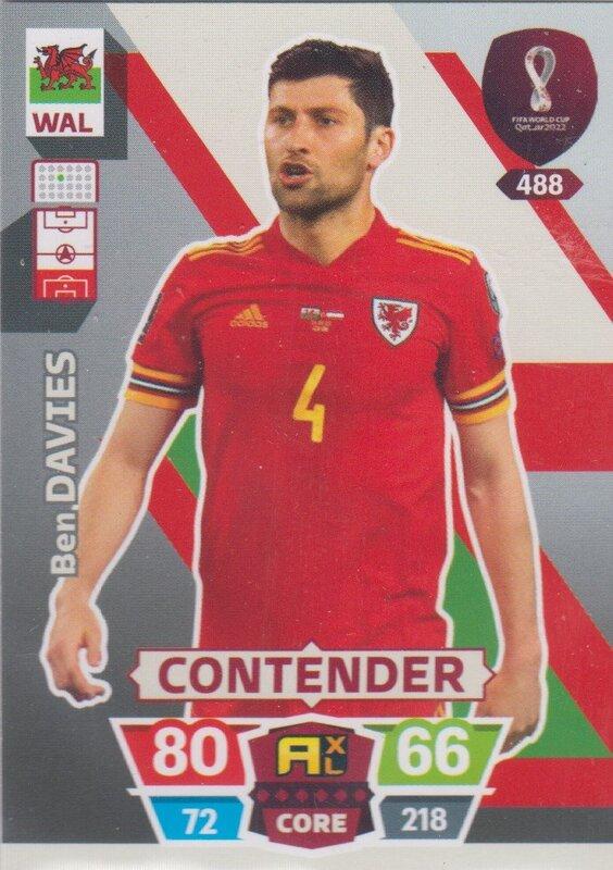 Adrenalyn World Cup 2022 - 488 - Ben Davies (Wales) - Contenders