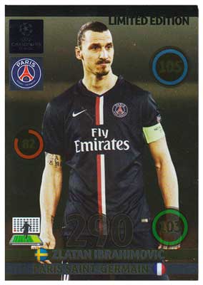 zlatan ibrahimovic limited edition card Limited Edition, Adrenalyn Champions League UPDATE 2014-15, Zlatan  Ibrahimovic (Blue Jersey)