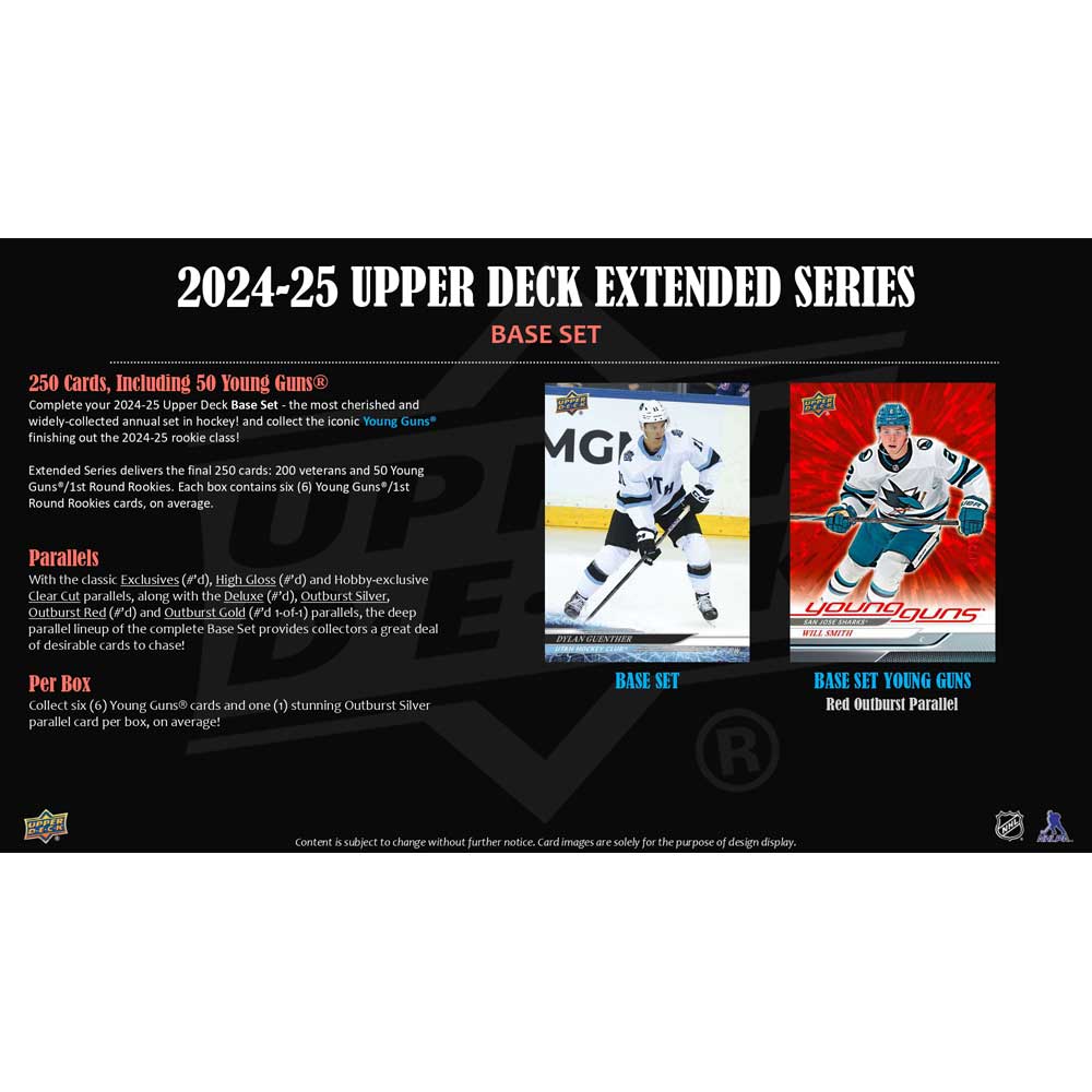 2024-25 Upper Deck Extended Series Hockey Hobby Box – Factory Sealed NHL Trading Cards, Young Guns