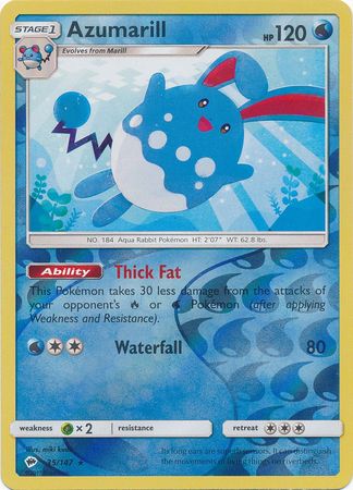 Sm Burning Shadows Azumarill 35 147 Rare Reverse Holo