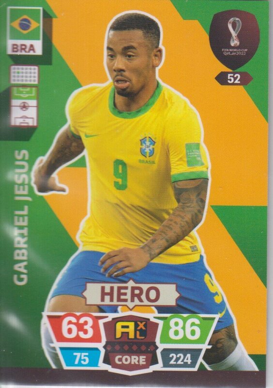 Adrenalyn World Cup 22 052 Gabriel Jesus Brazil Heroes