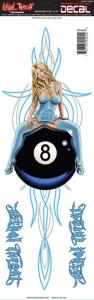 Pinestripe 8-Ball Girl. Decal