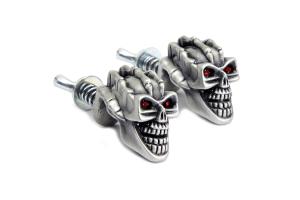 Skull with Skeleton Hand License Plate Topper Set