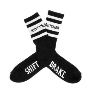 RUSTY BUTCHER SOCKS SHIFT BRAKE BLACK/WHITE
