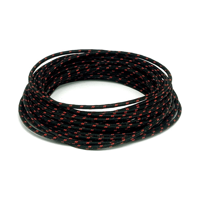 CLASSIC CLOTH COVERED WIRING, 25FT. ROLL. BLACK/RED