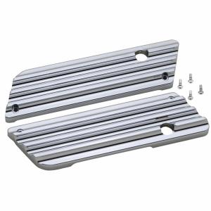 Covingtons, saddlebag latch cover set. Finned. Chrome