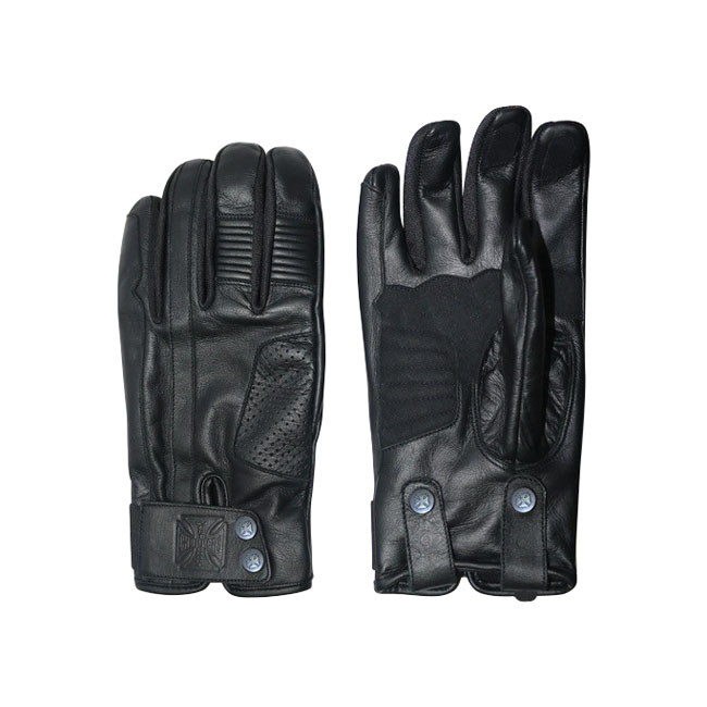 WCC GRUNGE LEATHER RIDING GLOVES BLACK